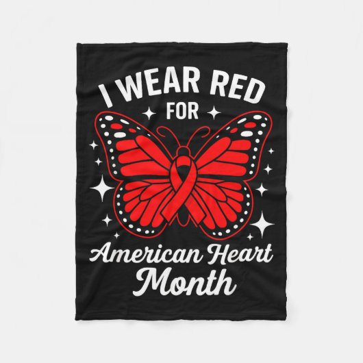 American Heart Disease Awareness Month Ribbon Red  Fleece Deken (Voorkant)