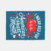 American Heart Disease Awareness Month Ribbon Red  Fleece Deken (Voorkant (Horizontaal))