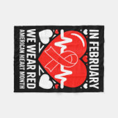 American Heart Disease Awareness Month Ribbon Red  Fleece Deken (Voorkant (Horizontaal))