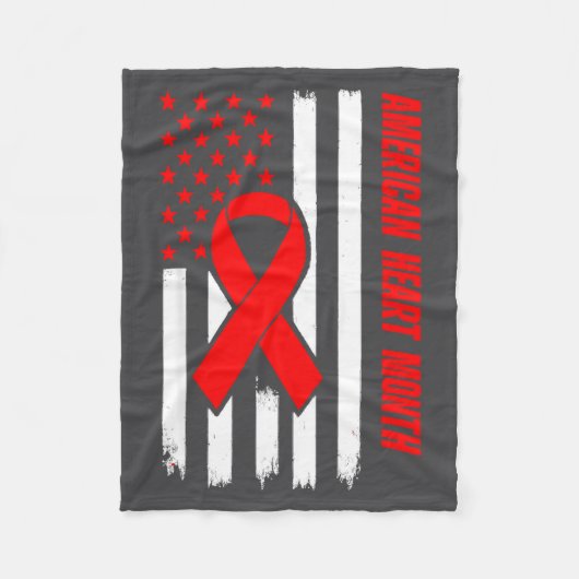 American Heart Disease Awareness Month Ribbon Red  Fleece Deken (Voorkant)
