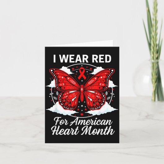 American Heart Disease Awareness Month Ribbon Red  Kaart (Voorkant)