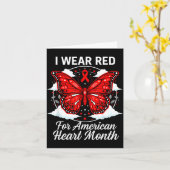 American Heart Disease Awareness Month Ribbon Red  Kaart (Gele Bloem)