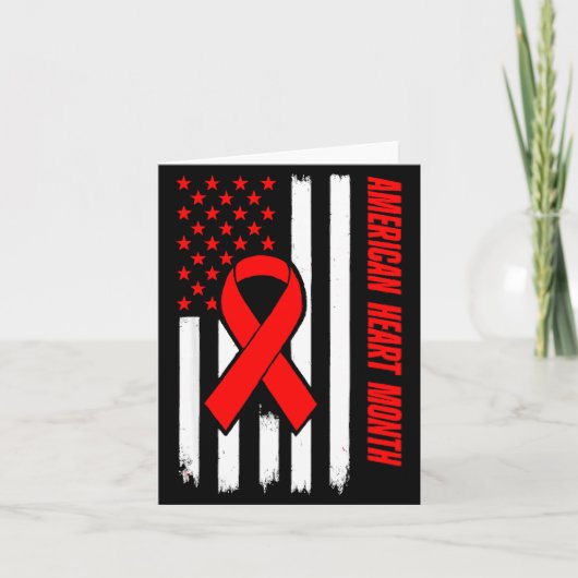 American Heart Disease Awareness Month Ribbon Red  Kaart (Voorkant)