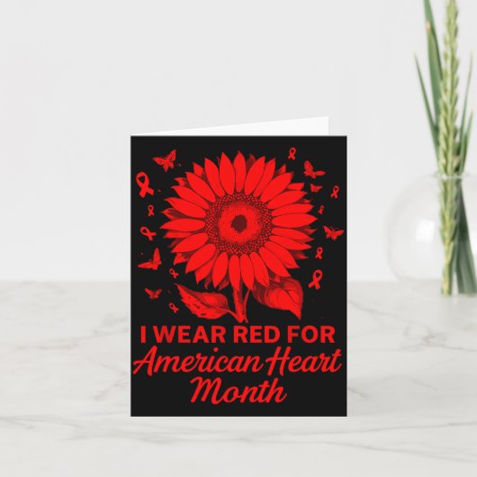 American Heart Disease Awareness Month Ribbon Red  Kaart (Voorkant)