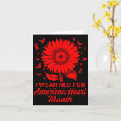 American Heart Disease Awareness Month Ribbon Red  Kaart (Gele Bloem)