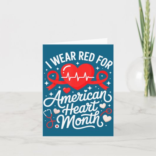 American Heart Disease Awareness Month Ribbon Red Kaart (Voorkant)