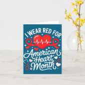 American Heart Disease Awareness Month Ribbon Red Kaart (Gele Bloem)