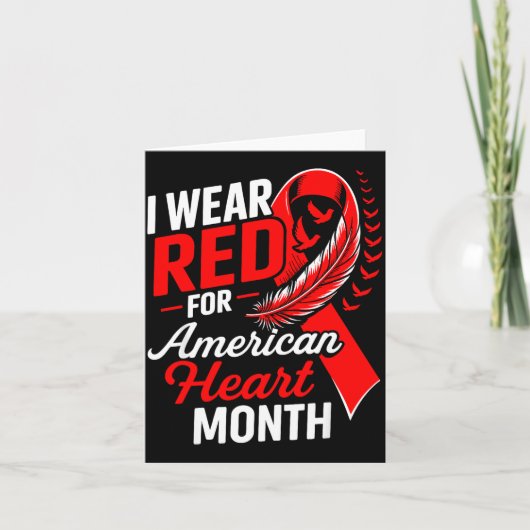 American Heart Disease Awareness Month Ribbon Red  Kaart (Voorkant)