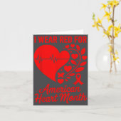 American Heart Disease Awareness Month Ribbon Red Kaart (Gele Bloem)