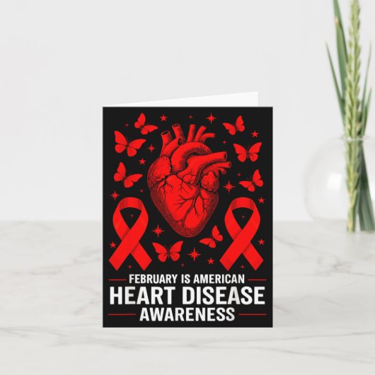 American Heart Disease Awareness Month Ribbon Red  Kaart (Voorkant)