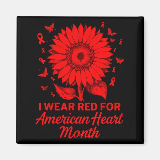 American Heart Disease Awareness Month Ribbon Red  Magneet (Voorkant)