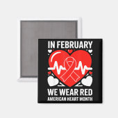 American Heart Disease Awareness Month Ribbon Red  Magneet (Voorkant / Achterkant)