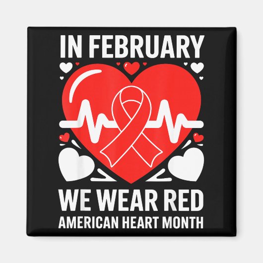 American Heart Disease Awareness Month Ribbon Red  Magneet (Voorkant)
