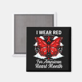 American Heart Disease Awareness Month Ribbon Red  Magneet (Voorkant / Achterkant)