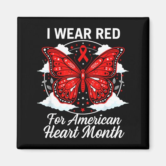 American Heart Disease Awareness Month Ribbon Red  Magneet (Voorkant)