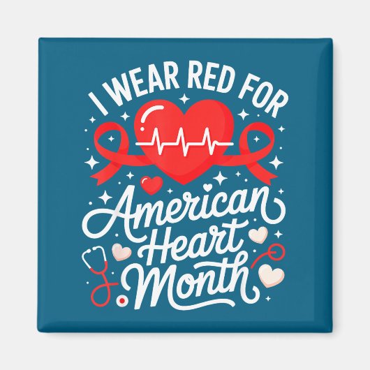American Heart Disease Awareness Month Ribbon Red Magneet (Voorkant)