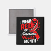 American Heart Disease Awareness Month Ribbon Red  Magneet (Voorkant / Achterkant)