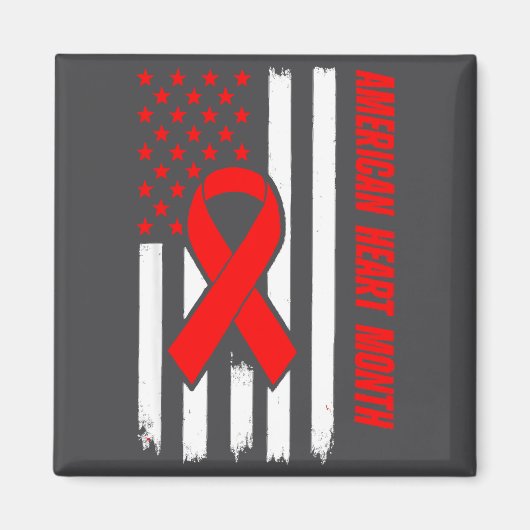 American Heart Disease Awareness Month Ribbon Red  Magneet (Voorkant)