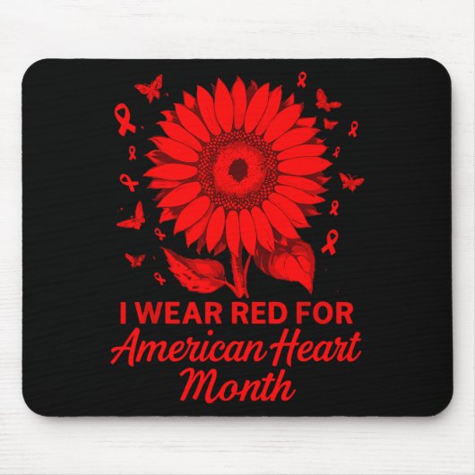 American Heart Disease Awareness Month Ribbon Red  Muismat (Voorkant)