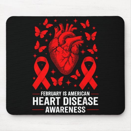 American Heart Disease Awareness Month Ribbon Red  Muismat (Voorkant)
