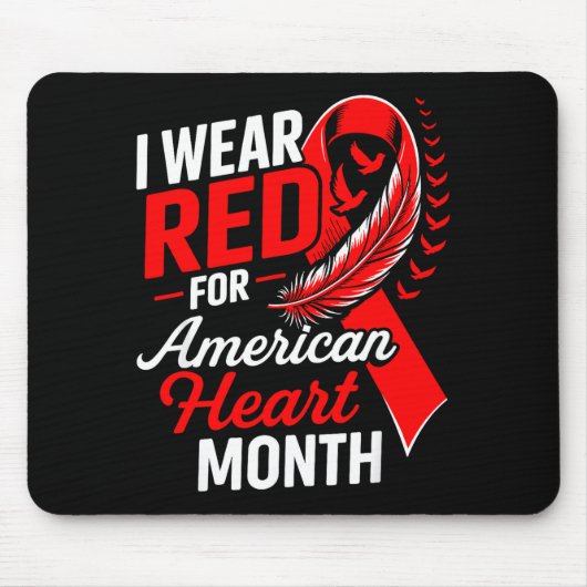American Heart Disease Awareness Month Ribbon Red  Muismat (Voorkant)
