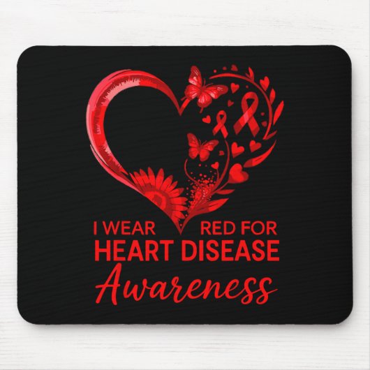 American Heart Disease Awareness Month Ribbon Red  Muismat (Voorkant)
