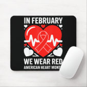 American Heart Disease Awareness Month Ribbon Red  Muismat (Met muis)