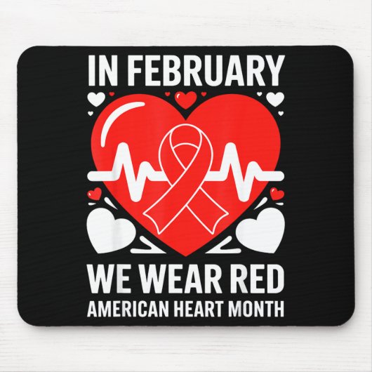 American Heart Disease Awareness Month Ribbon Red  Muismat (Voorkant)