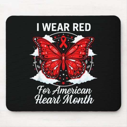 American Heart Disease Awareness Month Ribbon Red  Muismat (Voorkant)