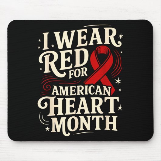 American Heart Disease Awareness Month Ribbon Red  Muismat (Voorkant)
