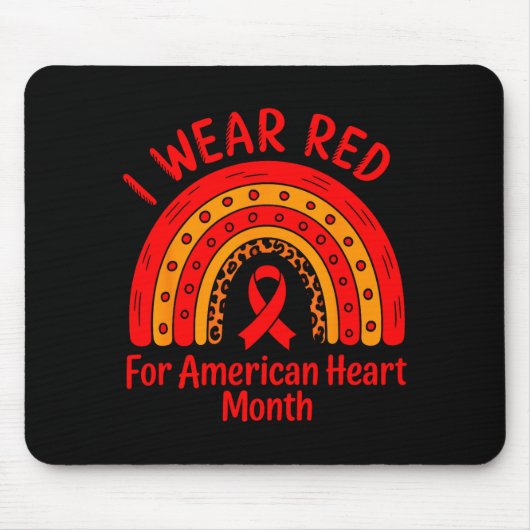 American Heart Disease Awareness Month Ribbon Red  Muismat (Voorkant)