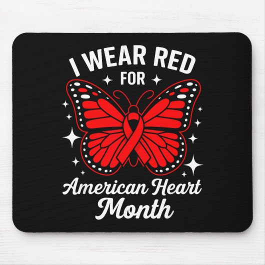 American Heart Disease Awareness Month Ribbon Red  Muismat (Voorkant)
