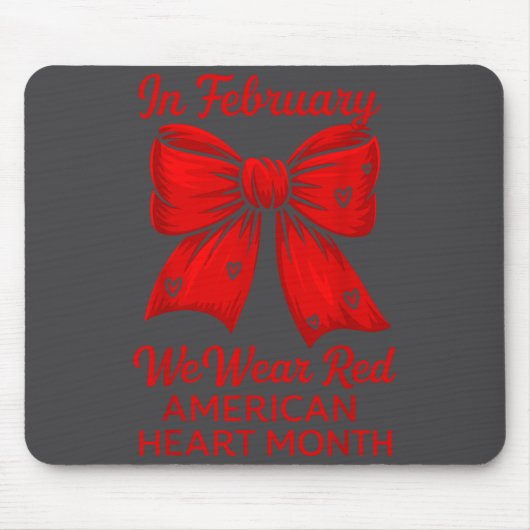 American Heart Disease Awareness Month Ribbon Red  Muismat (Voorkant)