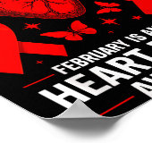 American Heart Disease Awareness Month Ribbon Red Poster (Hoek)