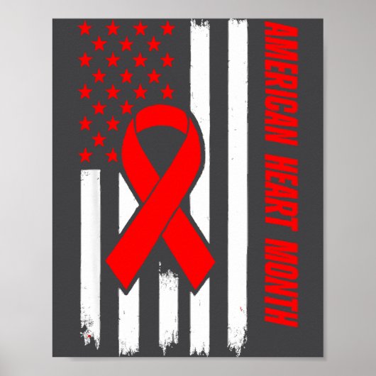 American Heart Disease Awareness Month Ribbon Red  Poster (Voorkant)