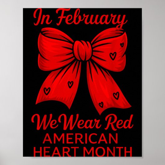 American Heart Disease Awareness Month Ribbon Red Poster (Voorkant)