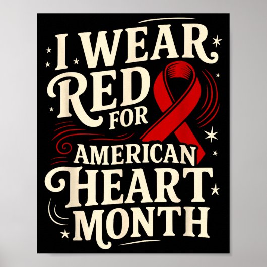 American Heart Disease Awareness Month Ribbon Red  Poster (Voorkant)