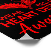 American Heart Disease Awareness Month Ribbon Red  Poster (Hoek)