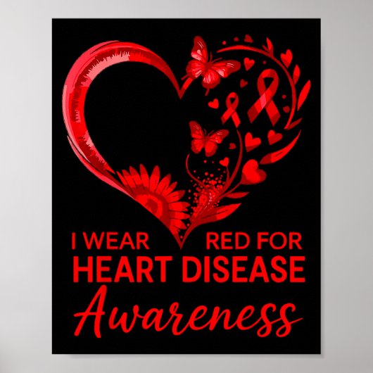 American Heart Disease Awareness Month Ribbon Red  Poster (Voorkant)