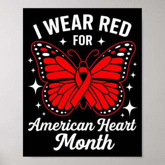 American Heart Disease Awareness Month Ribbon Red  Poster (Voorkant)