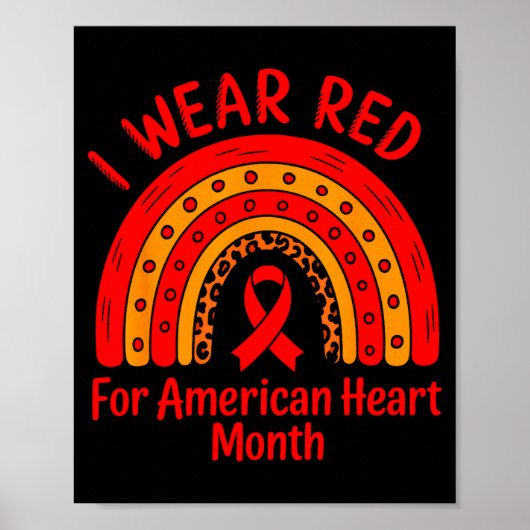 American Heart Disease Awareness Month Ribbon Red  Poster (Voorkant)