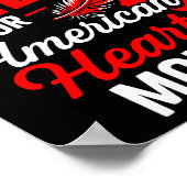 American Heart Disease Awareness Month Ribbon Red  Poster (Hoek)