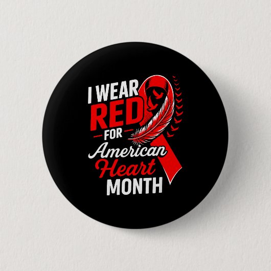 American Heart Disease Awareness Month Ribbon Red  Ronde Button 5,7 Cm (Voorkant)
