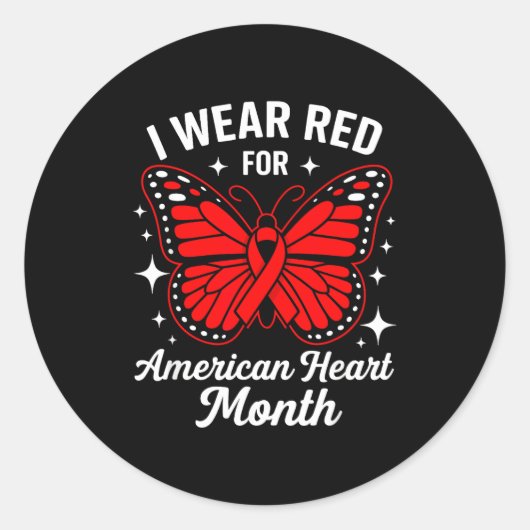 American Heart Disease Awareness Month Ribbon Red Ronde Sticker (Voorkant)