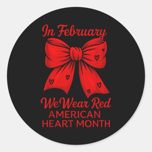American Heart Disease Awareness Month Ribbon Red  Ronde Sticker (Voorkant)