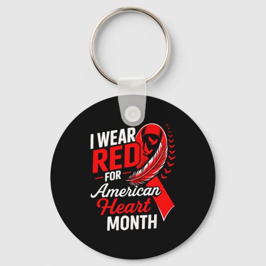 American Heart Disease Awareness Month Ribbon Red  Sleutelhanger (Voorkant)