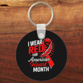 American Heart Disease Awareness Month Ribbon Red  Sleutelhanger (Voorkant)