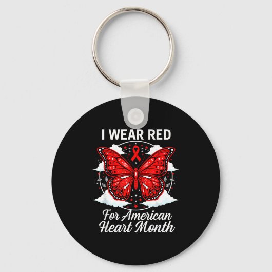 American Heart Disease Awareness Month Ribbon Red  Sleutelhanger (Voorkant)
