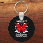 American Heart Disease Awareness Month Ribbon Red  Sleutelhanger (Voorkant)