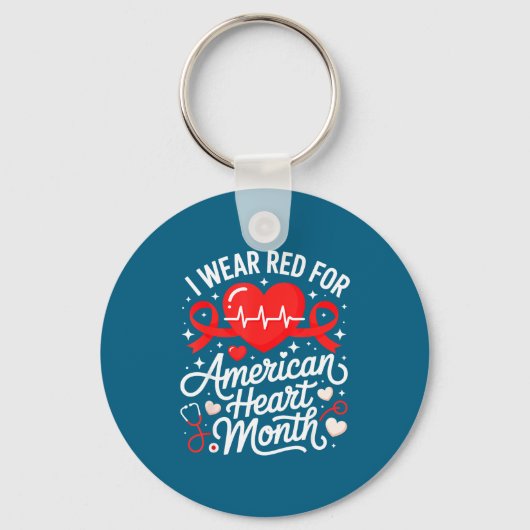 American Heart Disease Awareness Month Ribbon Red  Sleutelhanger (Voorkant)